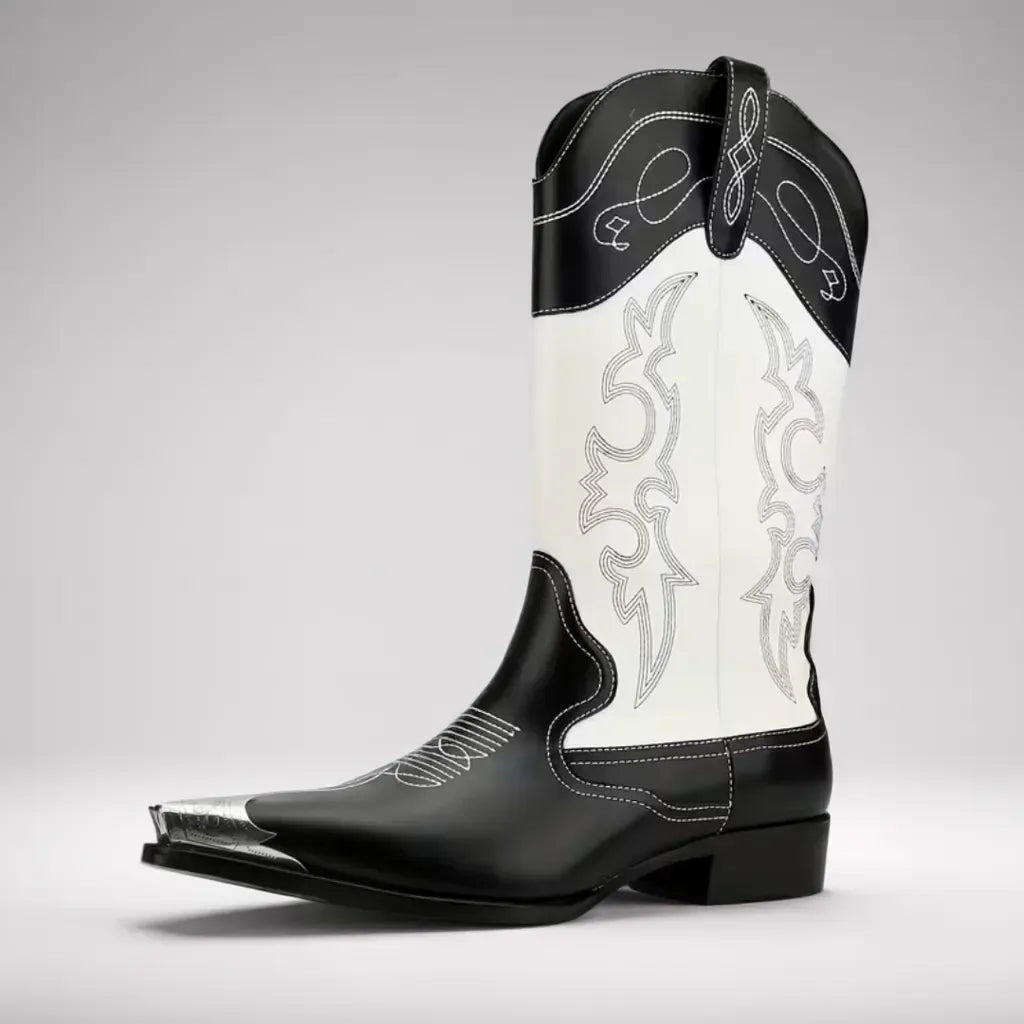 Men’s Black and White Cowboy Boots