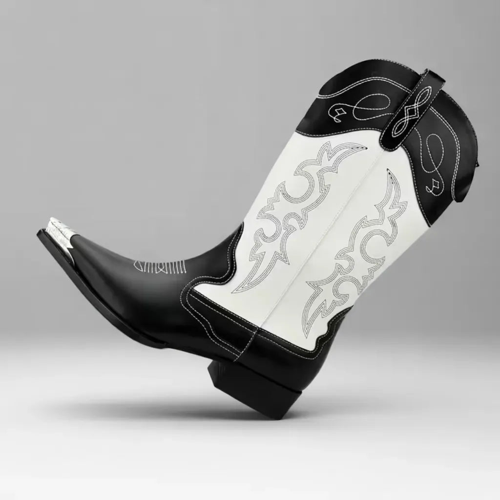 Men’s Black and White Cowboy Boots